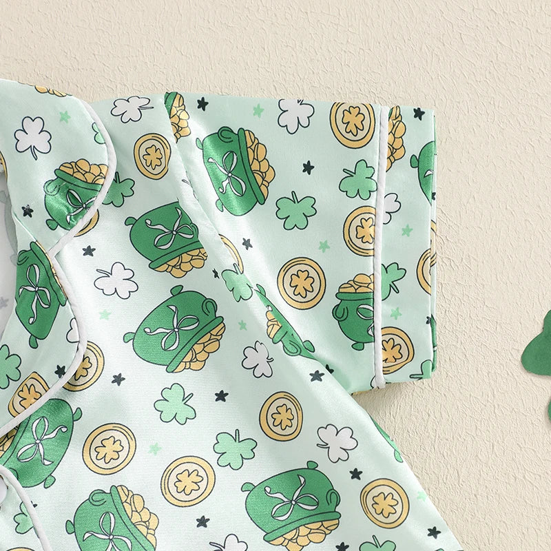 2Pcs Boys Cotton Pajamas Set Summer Sleeveless Dinosaur Print Button Down Shirts and Shorts Set Sleepwear for Kids