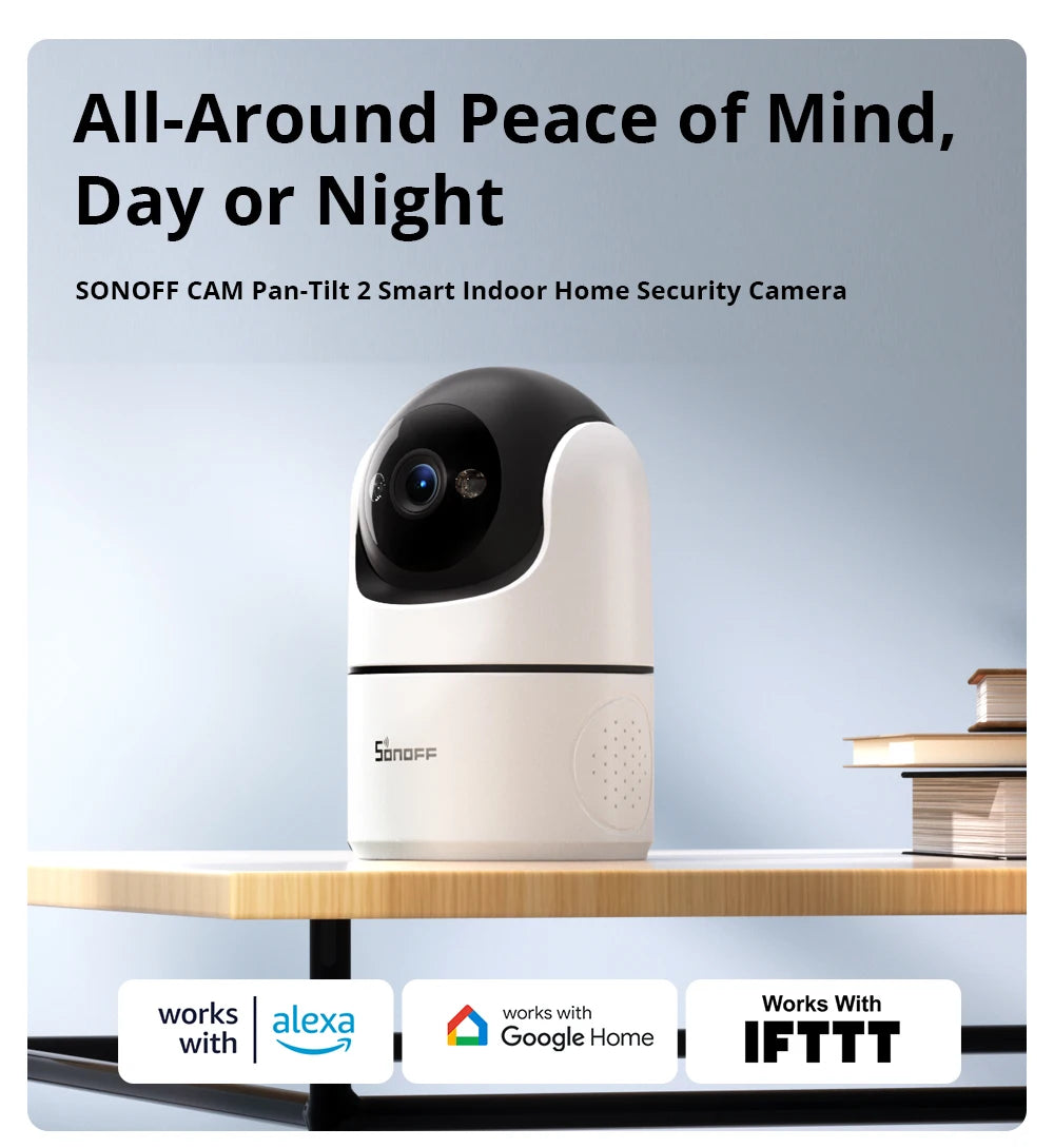 SONOFF CAM Pan-Tilt 2 Smart Indoor Home Security Camera Night Vision 360° Panoramic Human Detection & Motion Detection via Alexa