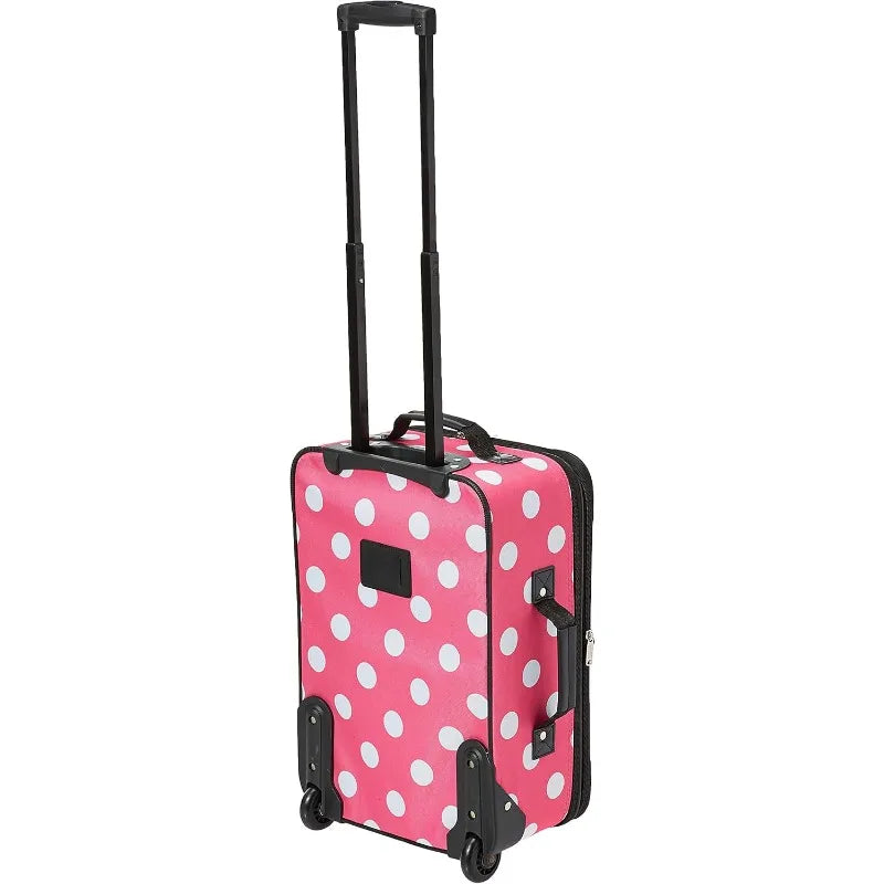 Rockland Fashion Softside Upright Luggage Set, Expandable, Pink Dots, 2-Piece (14/19)