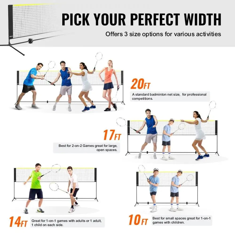 Badminton Volleyball Pickleball Tennis Net Set Adjustable Portable Foldable with Poles Carry Bag for Indoor Outdoor Use