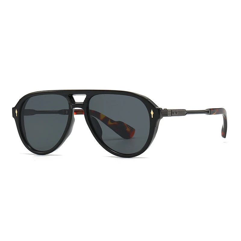 New European and American Men's Aviator Glasses Retro Double-Brorgon Square Frame Sunglasses Cross-Border Spot Wholesale