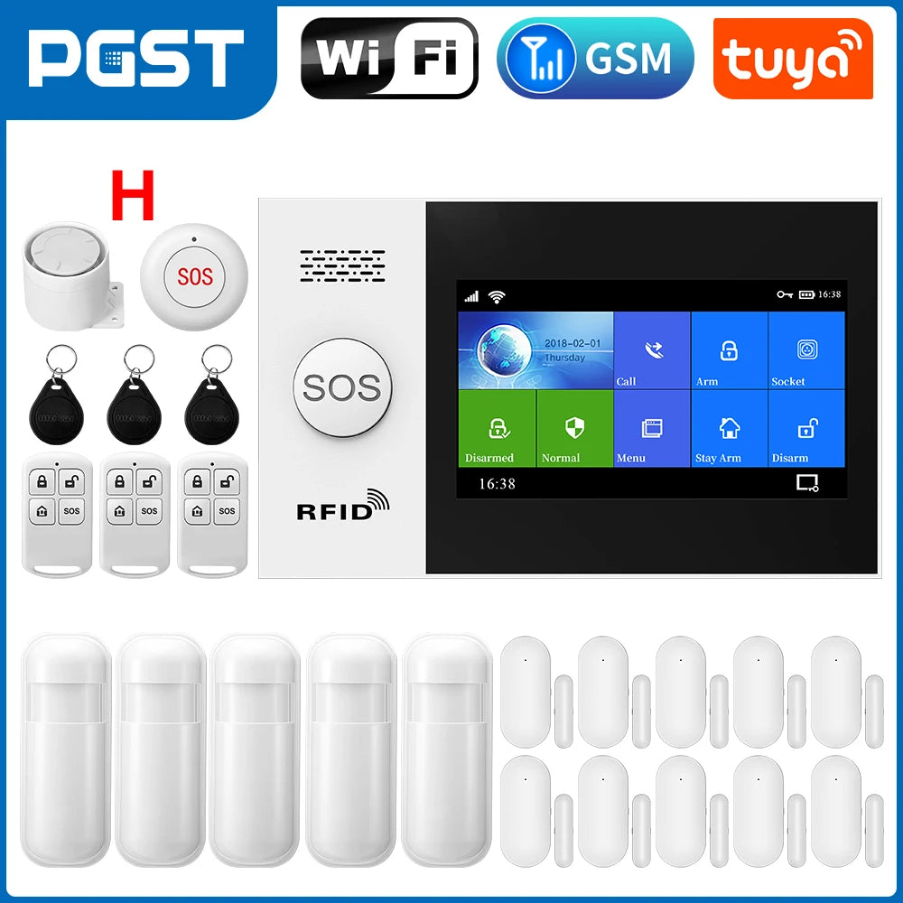 Tuya Smart Alarm System 4.3 inch Screen WIFI GSM Burglar Home Security With PIR Motion Sensor