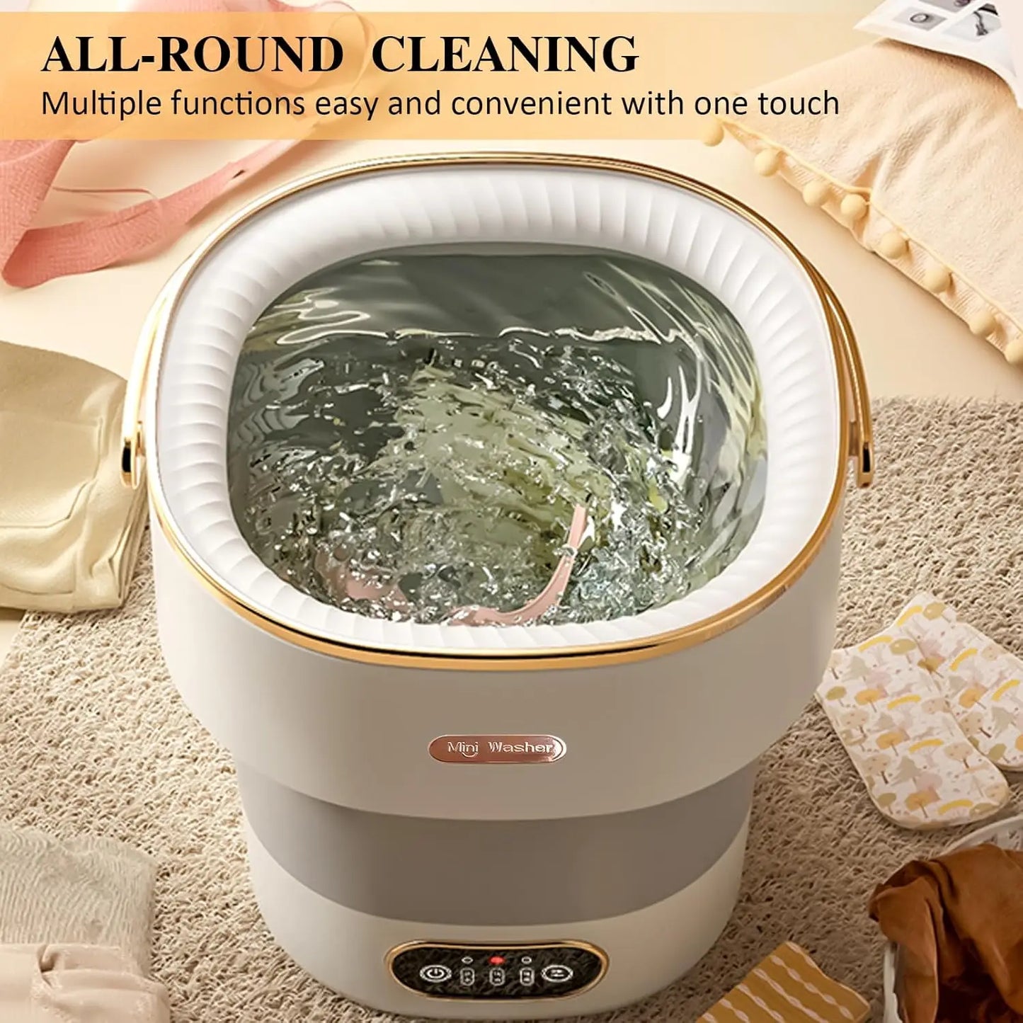 Portable Washing Machine,Mini Washer 15L Upgraded With Spin Basket,Small Clothes Folding Washing Machine Of Underwear