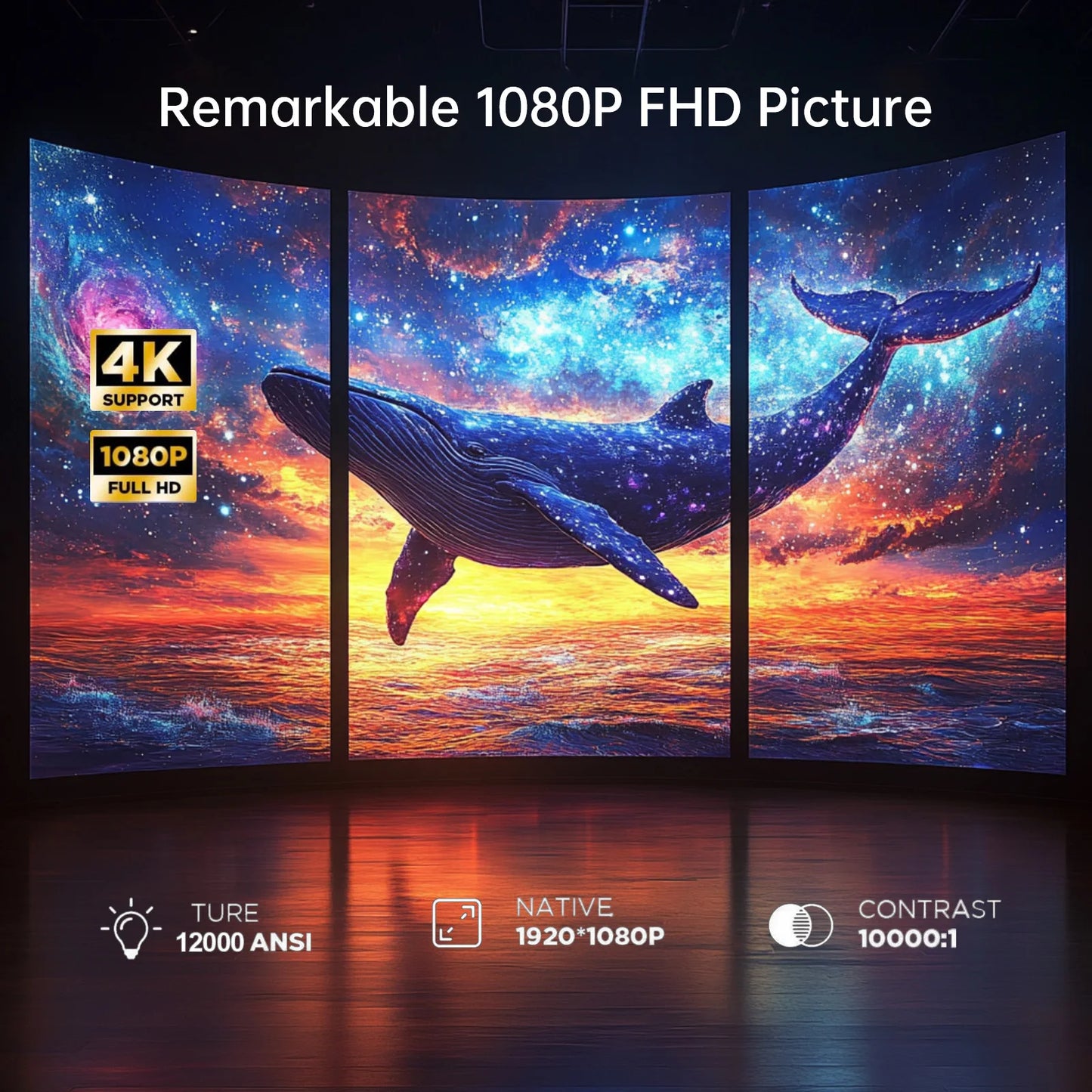 Projector with WiFi, Mini-Projector 800+Built-inApps,Native1080P Smart Portable Movie Projector 4k support Home theater projecto