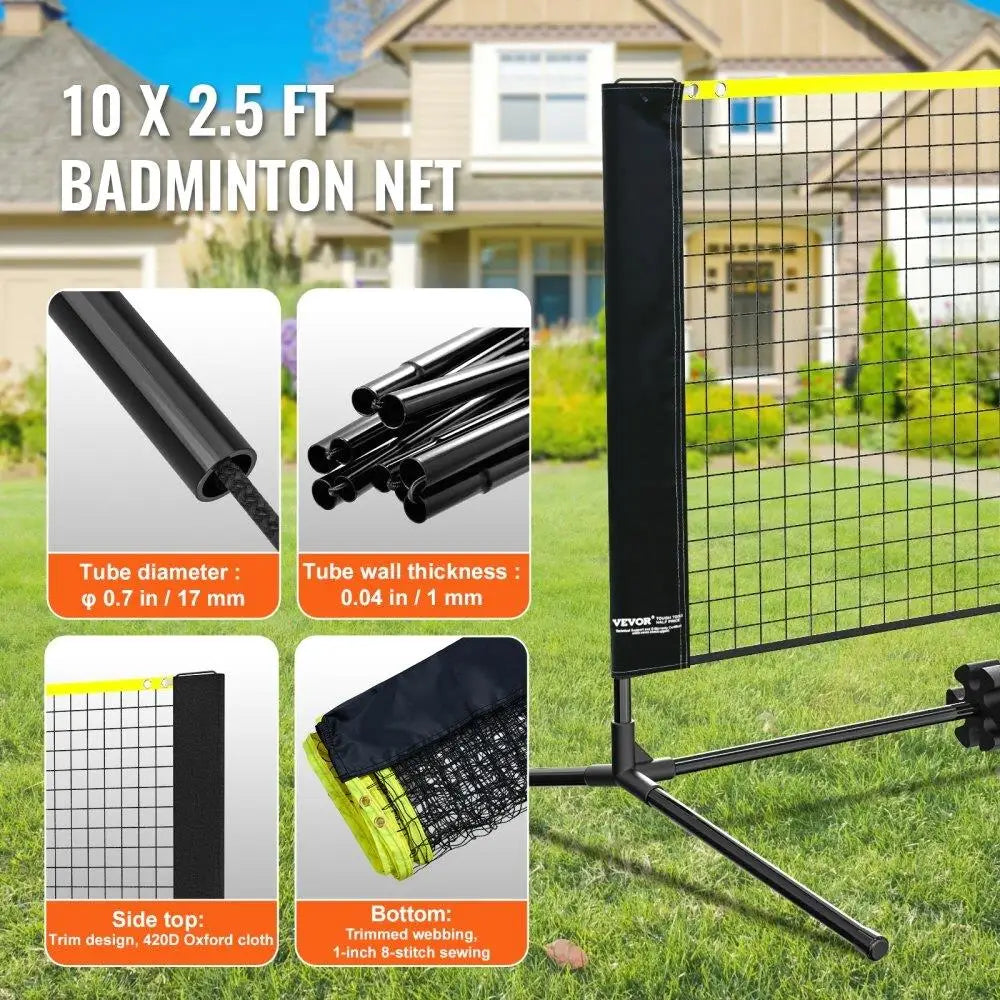 Badminton Volleyball Pickleball Tennis Net Set Adjustable Portable Foldable with Poles Carry Bag for Indoor Outdoor Use