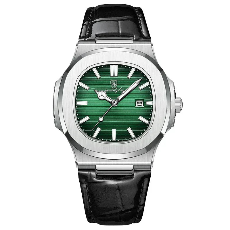 Fashion Business Luminous Calendar Quartz Watch 30MI Waterproof Leather Strap Wirstwatch Men Students Clocks Relogios Wholesale