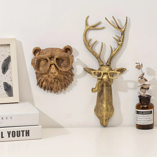 Large/small sizes Decor Wall Art Decor Deer Head Wall Hanging Home Decor Bronzed Resin Animal Hanging Sculpture Animal Head Wall