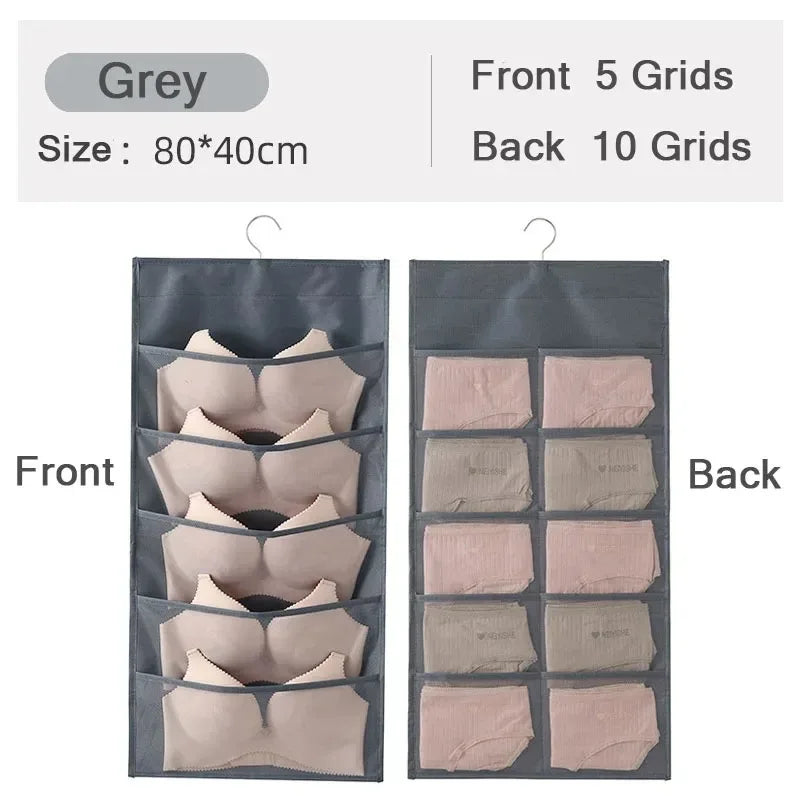 Wardrobe Closet Transparent Storage Bag Hanging Handbag Organizer Underwear Bra Organizer Storage Washable
