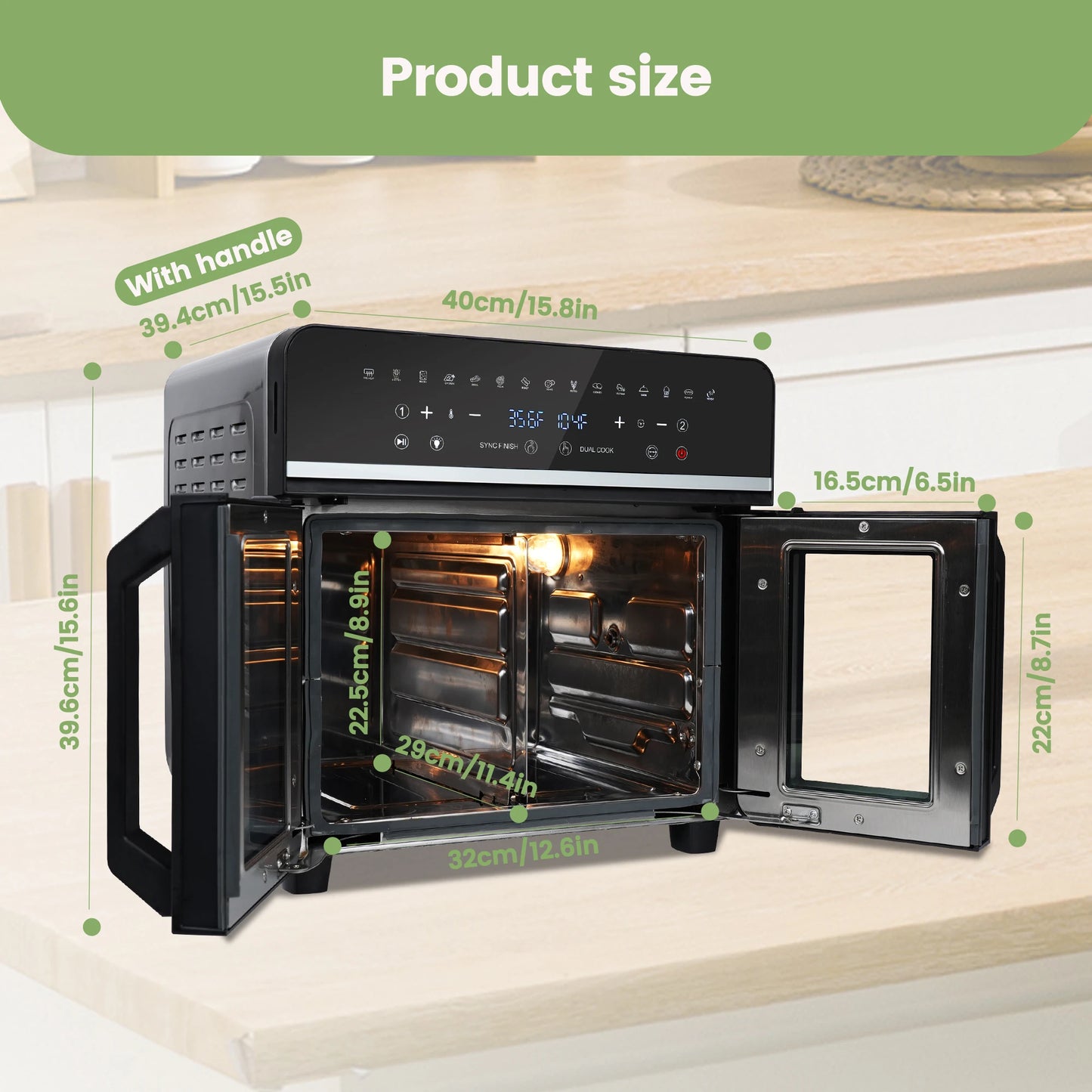 Dual Zone Hot Air Fryer, 24QT Hot Airfryer, XXL Oven with LED Touch Screen, 15 in 1, Luxury Accessories with Recipe Book,