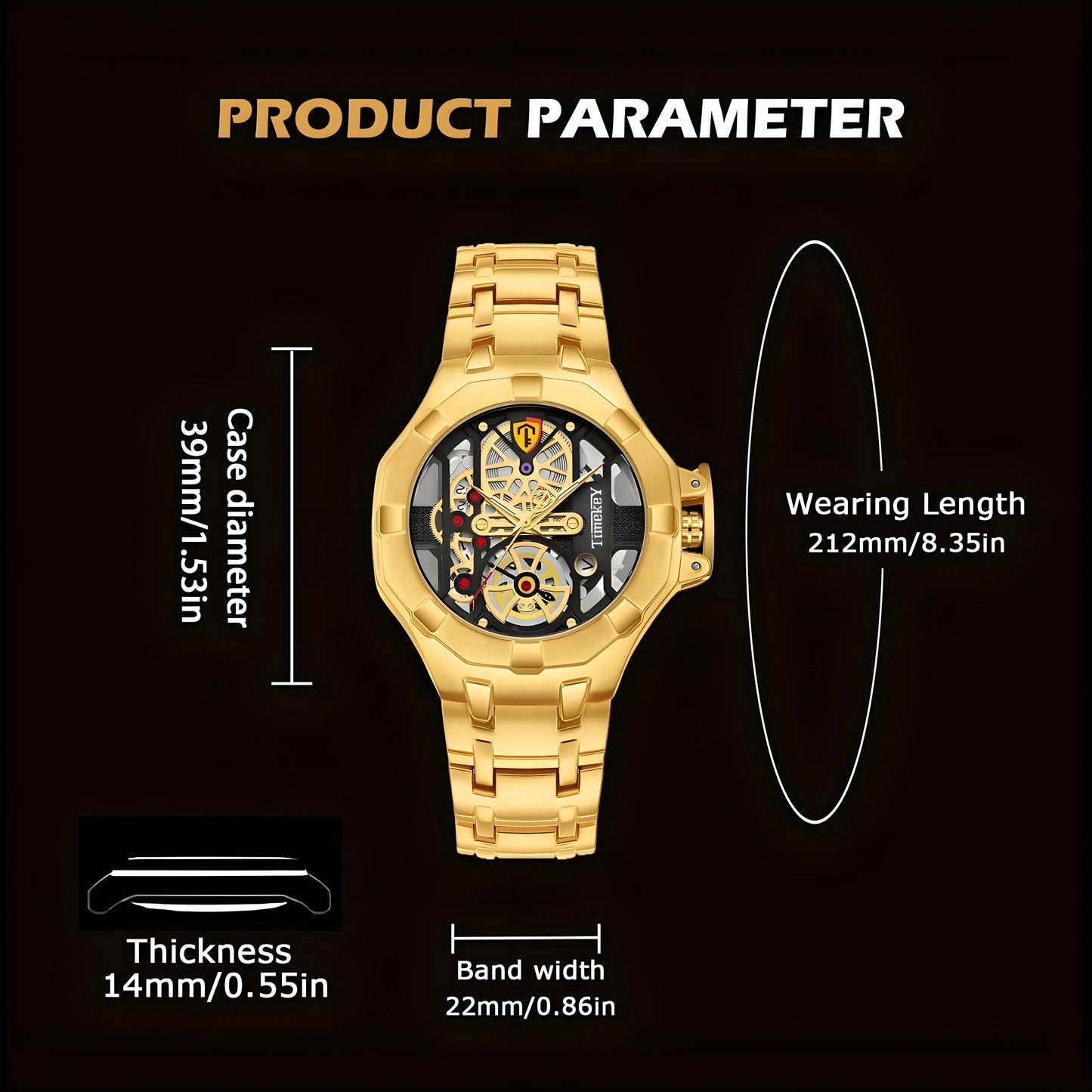 1pc skeleton design quartz men's watch with inner wheel design, technology, Christmas gift, New Year's gift。 watches for men
