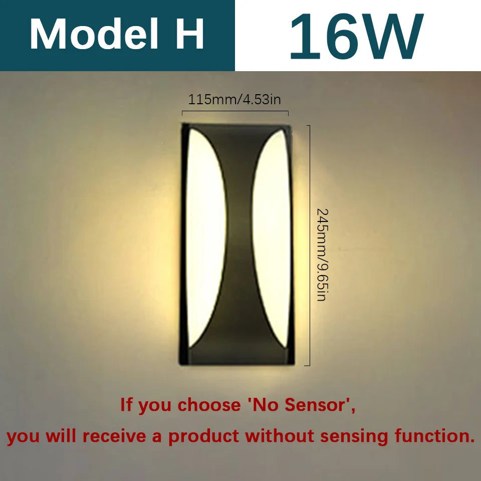 LED Outdoor Wall Light Wall Lamp Motion Sensor AC110V 220V Waterproof Modern Indoor Home Balcony Path Porch Garden Decoration