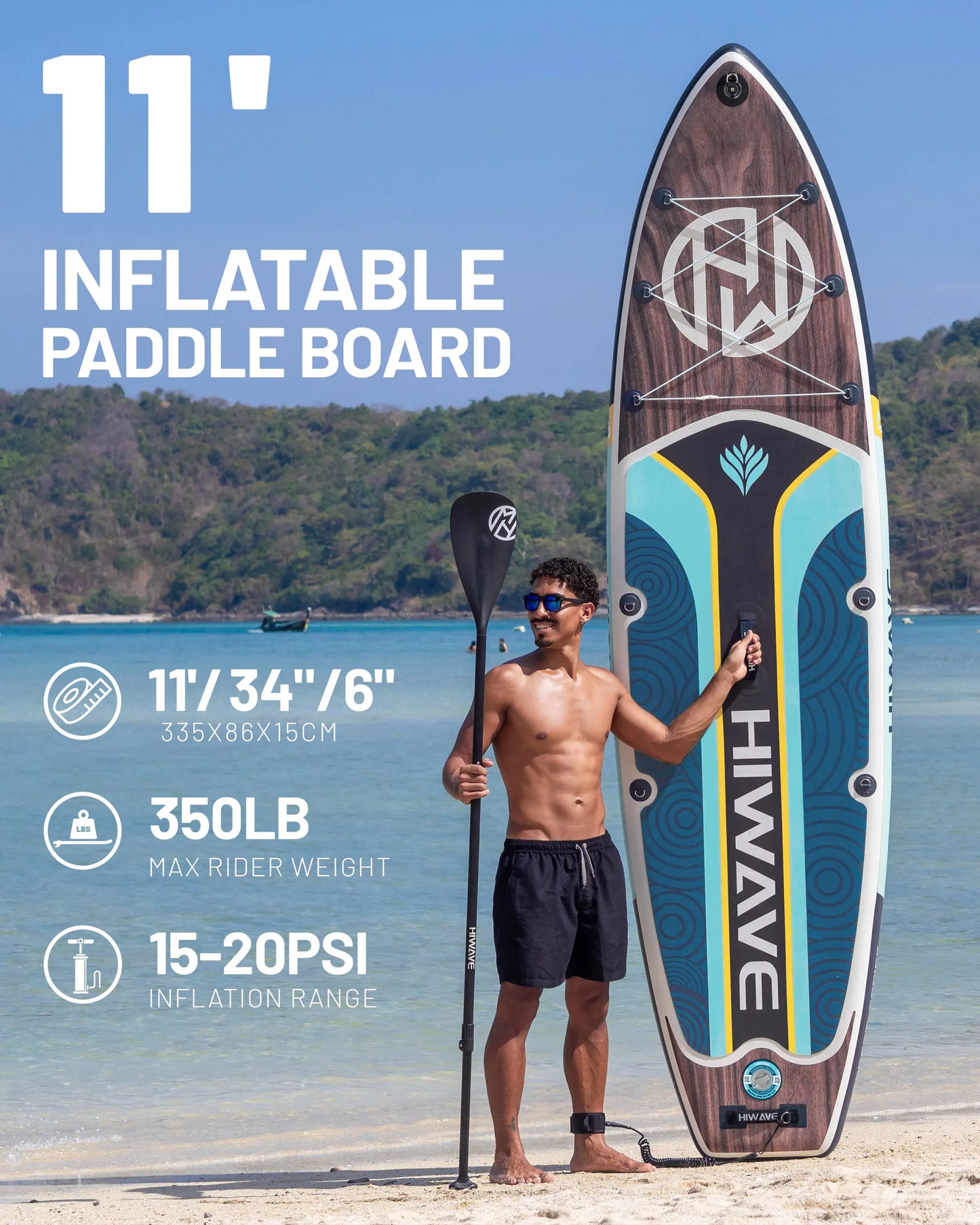 HIWAVE Waterproof Inflatable Paddle Sup Board Adult Standing Style Aquatic Fishing With Accessories SUB MYBOAT