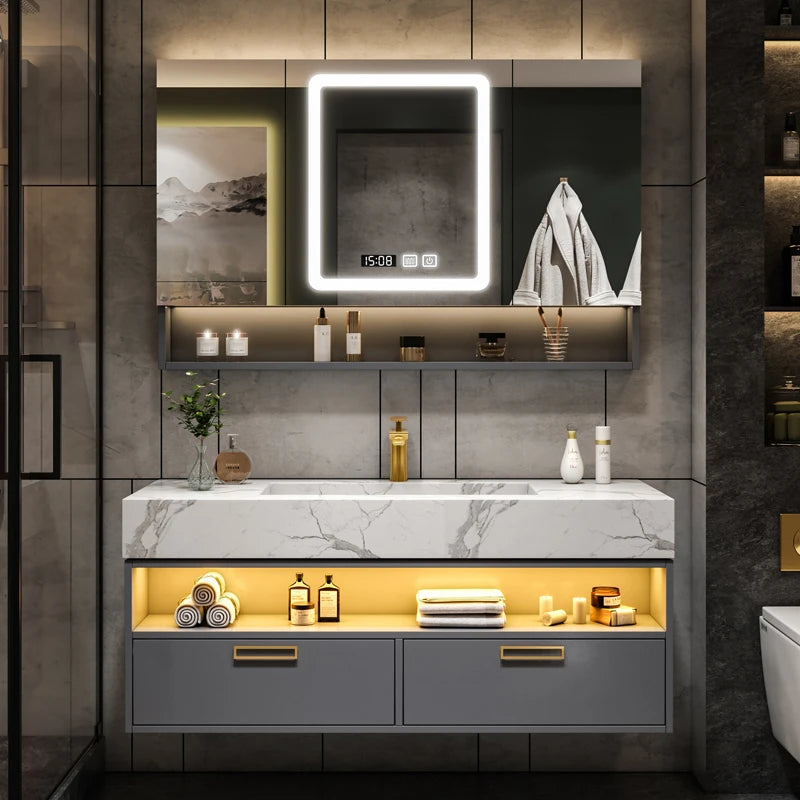 Bathroom Furniture Solid Wood Cabinet With Sink Wash Basin With And Mirror Vanity Toilet Simple Modern Washbasin Light Luxury Sl
