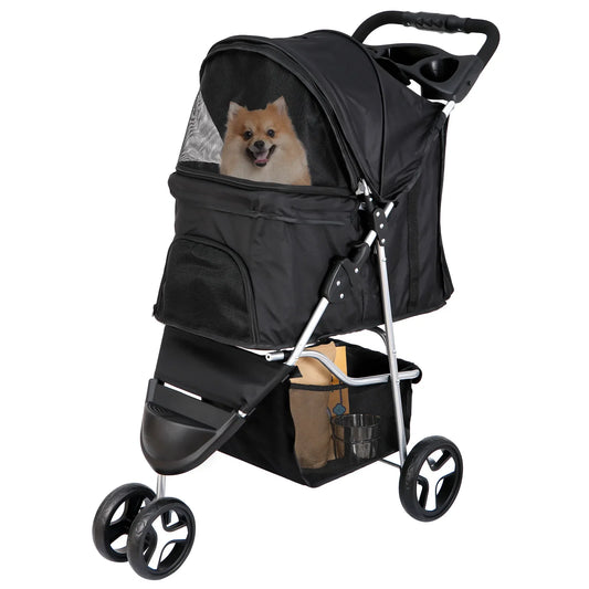 3 Wheels Travel Pet Stroller for Dogs and Cats Easy to Walk Foldable Stroller