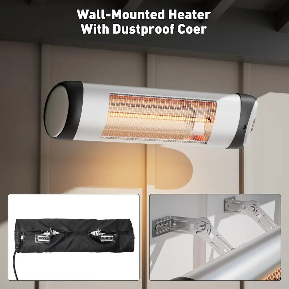 1500W Waterproof Outdoor Patio Heater with 9 Levels, 24H Timer, Wall-Mounted, Ideal for Gazebo and Garage
