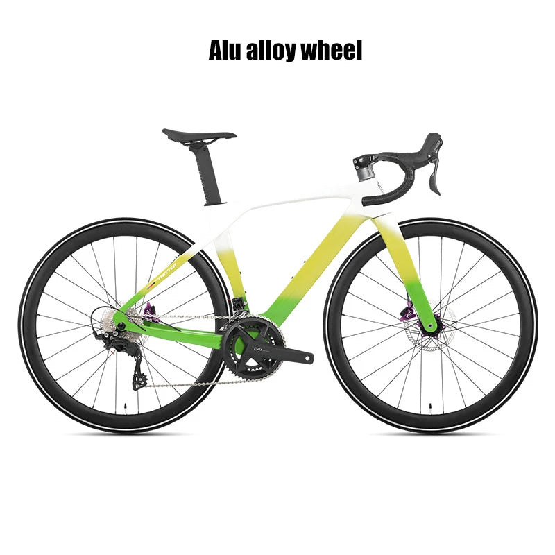 TWITTER Full Carbon Light Weight Road Bike Wireless WheelTop EDS 24S Racing Bicycle 4-Piston Disc Brake With 50mm Carbon Wheels