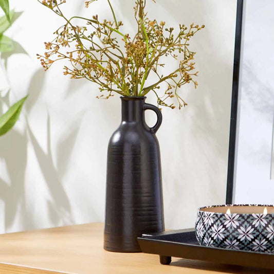8 Black Ceramic Jug Vase