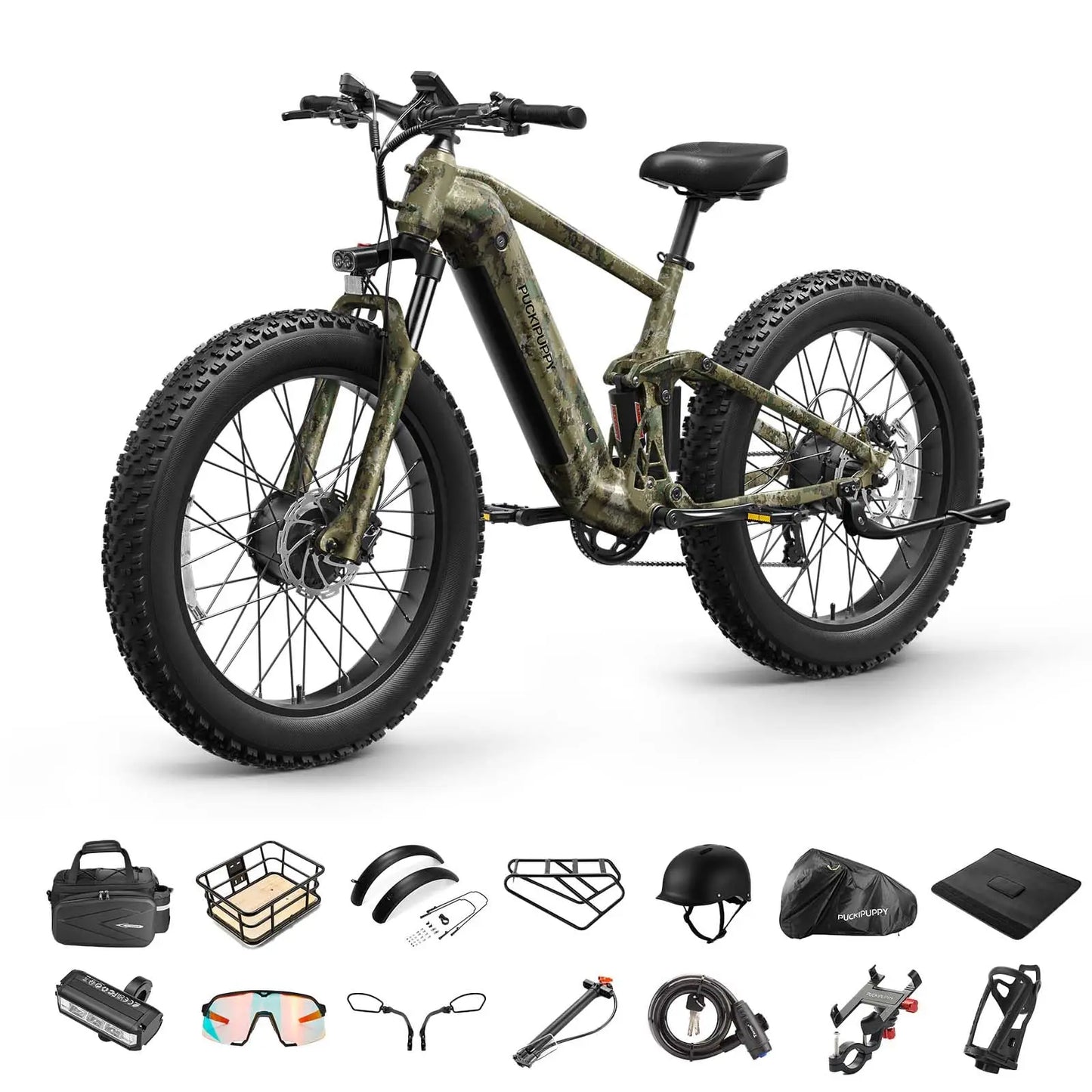 PUCKIPUPPY Golden Retriever Pro Dual Motor Electric Bicycle 1600W 48V 20AH Battery Electric Bike With Torque Sensor E Bike