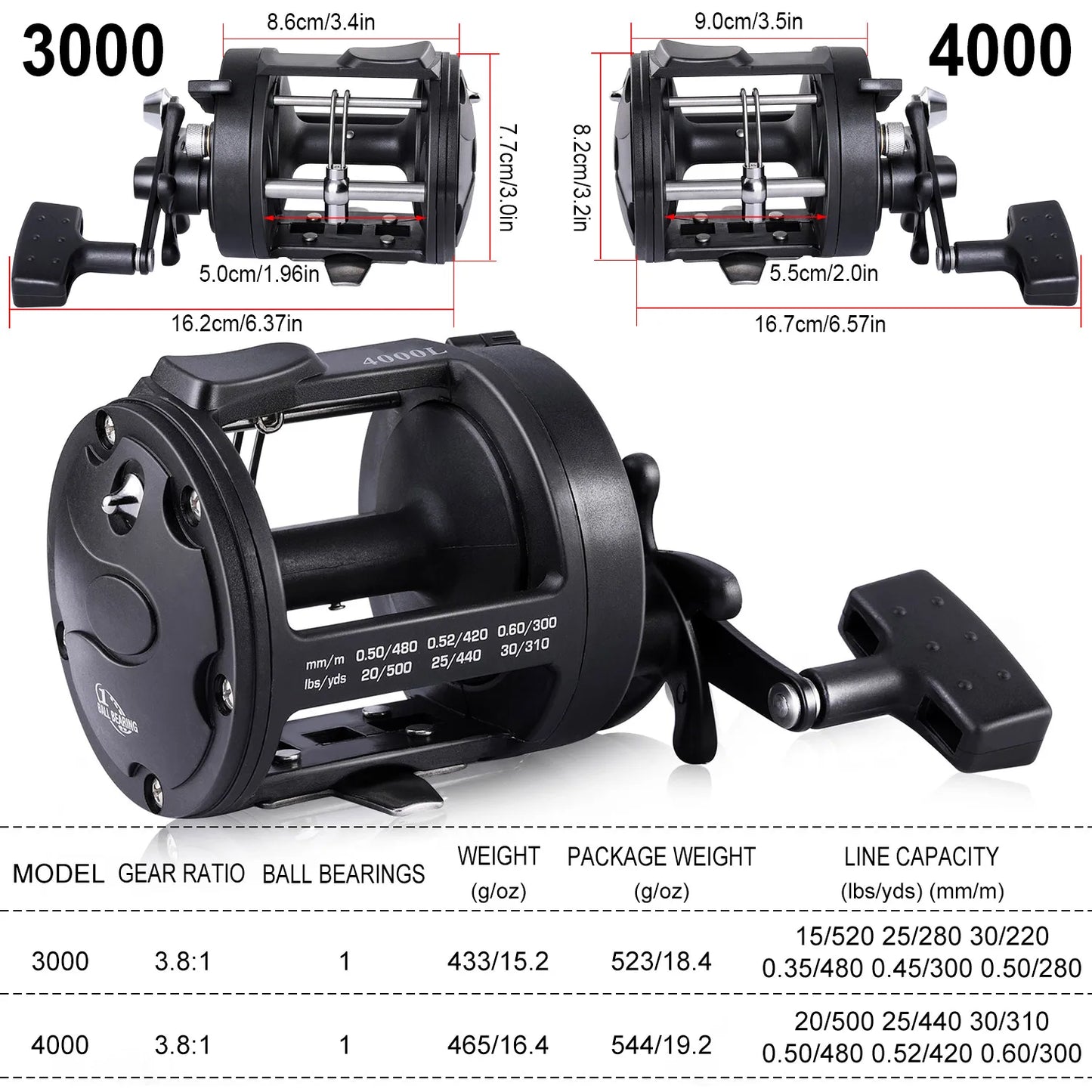 Sougayilang Saltwater Fishing Reel 3000 4000 Series Trolling Reel Drum Fishing Reel Saltwater Right Hand Sea Fishing Reel Pesca