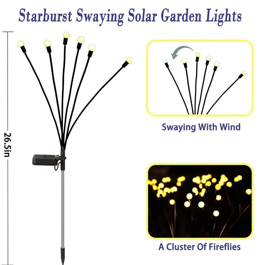 Solar Firefly Lights Outdoor, 8 Pack, Warm White, Swaying, Waterproof, Garden Decor for Yard Patio Pathway Lawn, Gardening Gifts