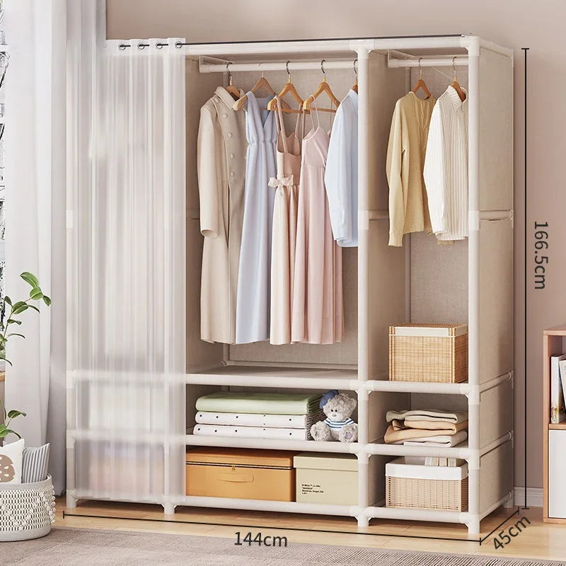 Large Capacity Wardrobe Easy Assembly Cabinet Dust-proof Storage Shelf Durable Closet Collapsible Wardrobe for Dorm Bedroom