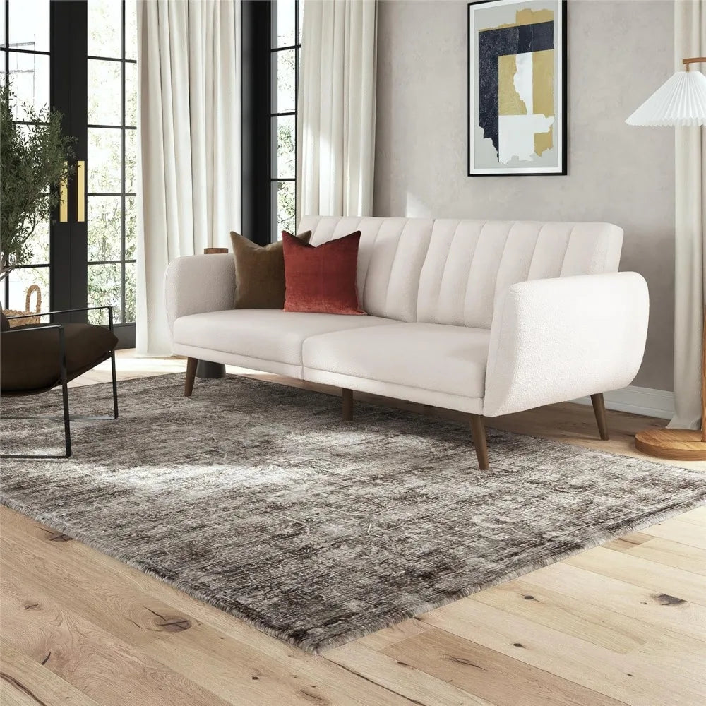 Mid-Century Modern  81.5" Futon Sofa Bed and Couch Sleeper,for Living Room, Ivory Boucle