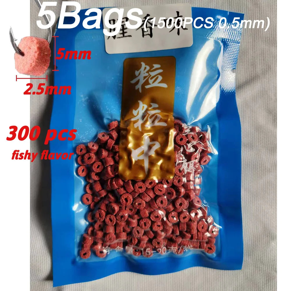 5 Bags Fishing Feed Attractant Hollow Granular Lure Nutrition Food Fishy Flavor Scent Pesca Carp Atomization Bite Hook Soft Bait