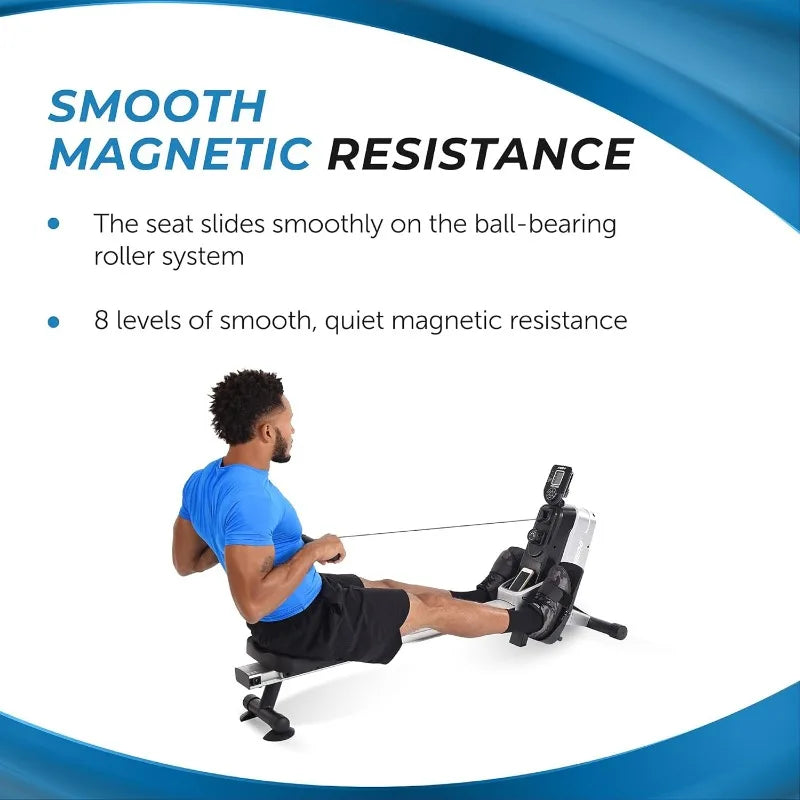 Stamina Magnetic Rower - Rower Machine with Smart Workout App - Rowing Machine with Magnetic Resistance for Home Gym Fitness