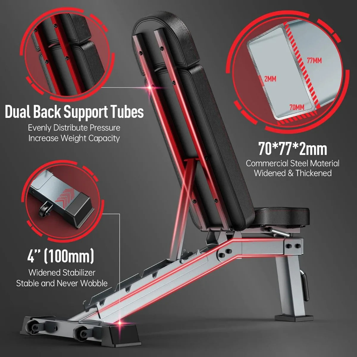 Weight Bench, Adjustable Workout Bench Press, Foldable Strength Training Benches for Home Gym Full Body Workout, Incline Decline