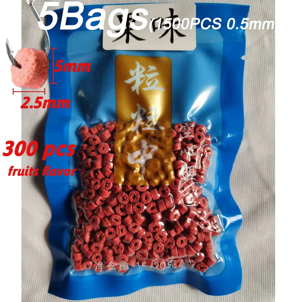 5 Bags Fishing Feed Attractant Hollow Granular Lure Nutrition Food Fishy Flavor Scent Pesca Carp Atomization Bite Hook Soft Bait