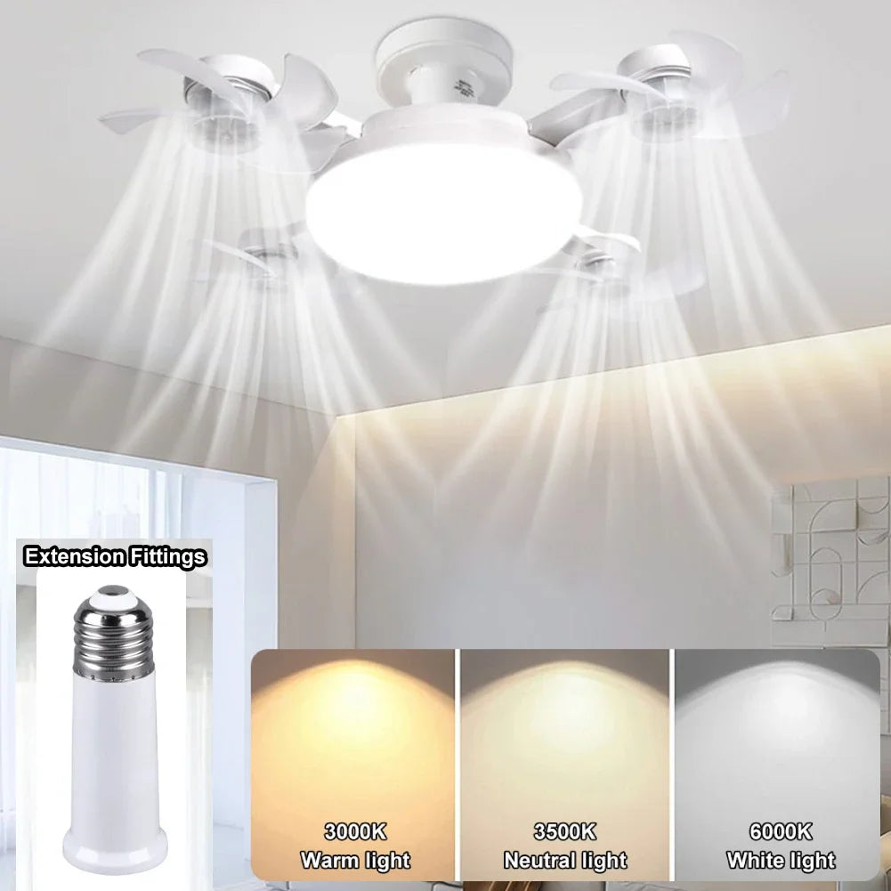 Intelligent ceiling light electric fan light Kitchen high wind power Silent Easy to clean Screw Fan Light Restaurant Fan Eye