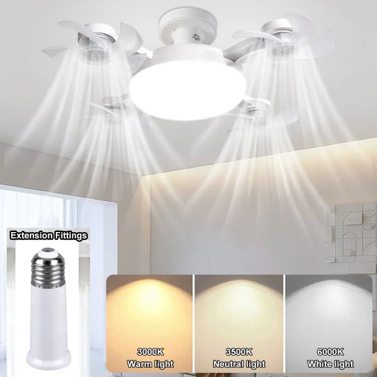Intelligent ceiling light electric fan light Kitchen high wind power Silent Easy to clean Screw Fan Light Restaurant Fan Eye