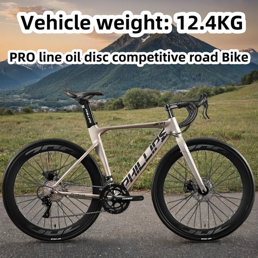 2025 Ultra-light Road Bike Hydraulic Disc Brake 27/14/16/18 Speed Wind Breaking Competition Bicycle Lightweight Speed Racing