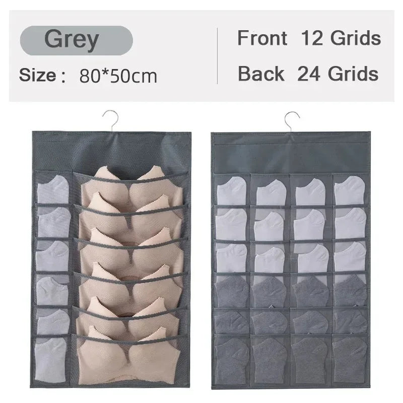 Wardrobe Closet Transparent Storage Bag Hanging Handbag Organizer Underwear Bra Organizer Storage Washable