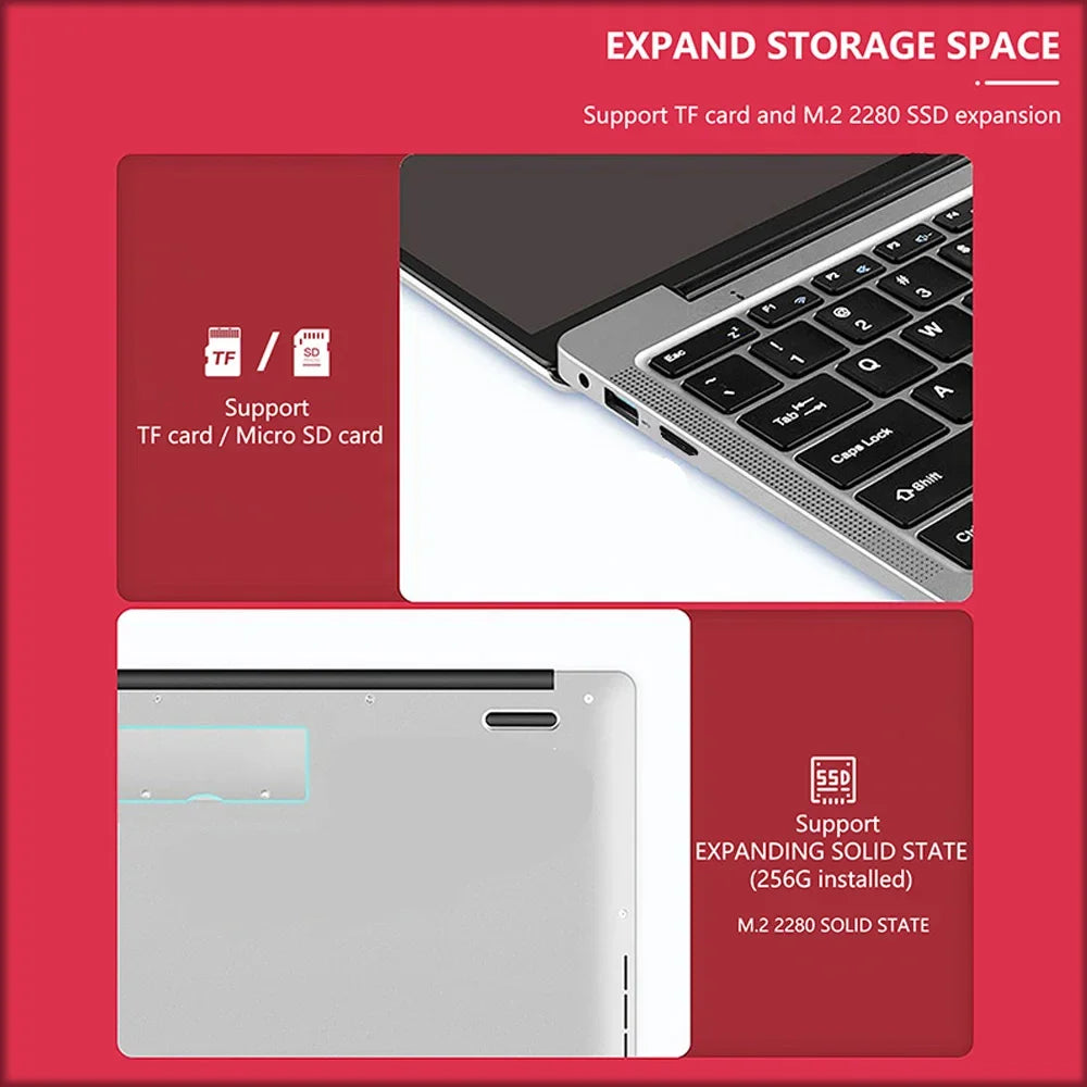 14 Inch Celeron N4000 Windows 11 Pro commercial office work Laptop - 8G RAM MAX 1TB SSD - 2.4G & 5.0G WiFi, Bluetooth