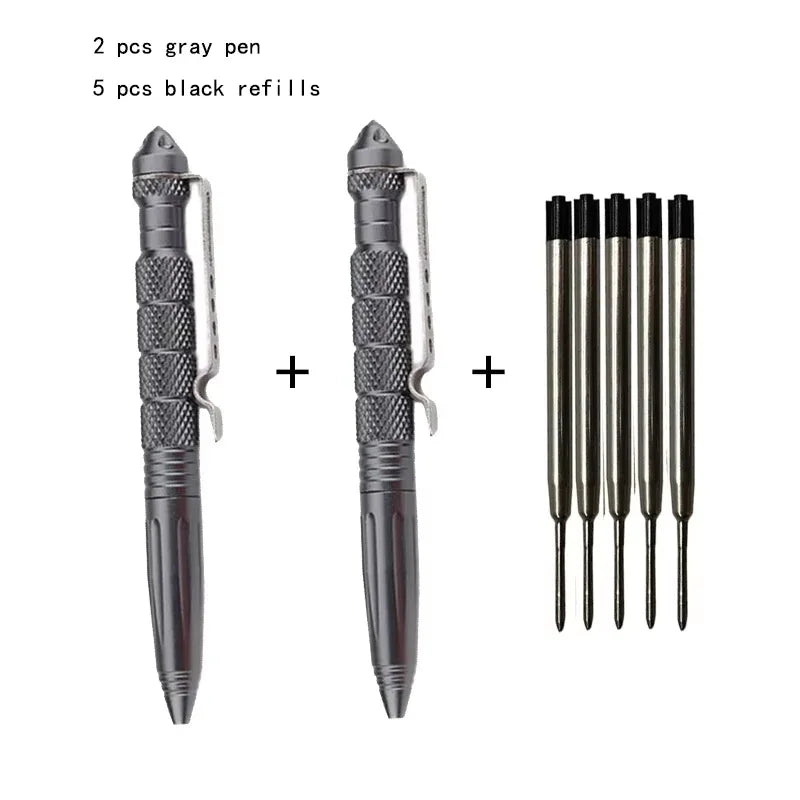 2 PCS Defence Tactical Pen Aviation Aluminum Anti-skid Military Tactical Pen Glass Breaker Pens Selfe Defence EDC Outdoor Tools