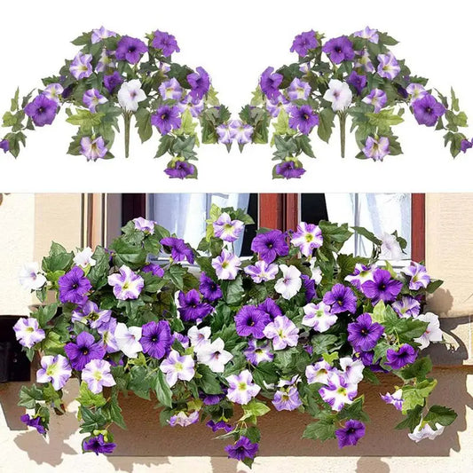 Fake Flowers Fake Flower for Spring Decoration Plants Decor Morning Glory Hangable Outdoor for Planter Spring Porch Yard Patio