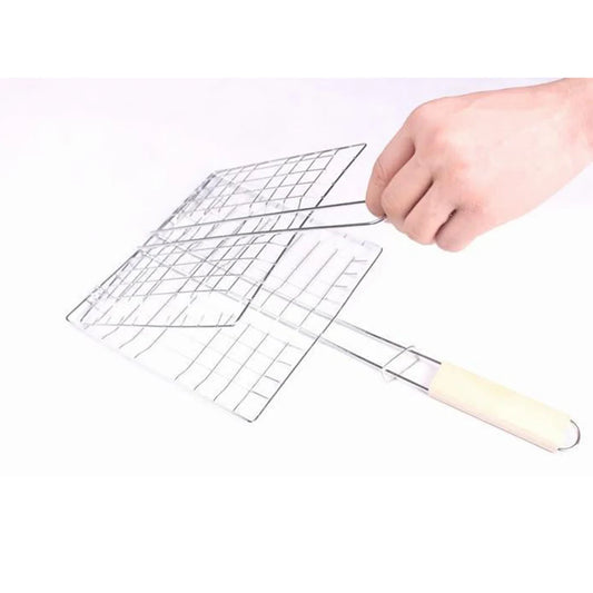 2pcs Stainless Steel BBQ Grill Foldable Nonstick Square Picnic Supplies Outdoor Barbecue Accessories Easy Clean Durable Kitchen
