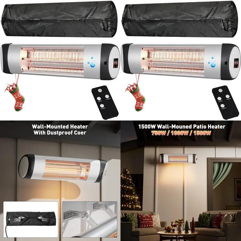 1500W Waterproof Outdoor Patio Heater with 9 Levels, 24H Timer, Wall-Mounted, Ideal for Gazebo and Garage