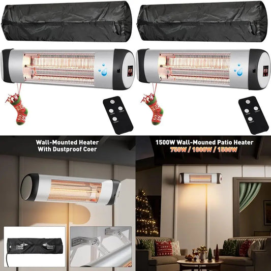 1500W Waterproof Outdoor Patio Heater with 9 Levels, 24H Timer, Wall-Mounted, Ideal for Gazebo and Garage