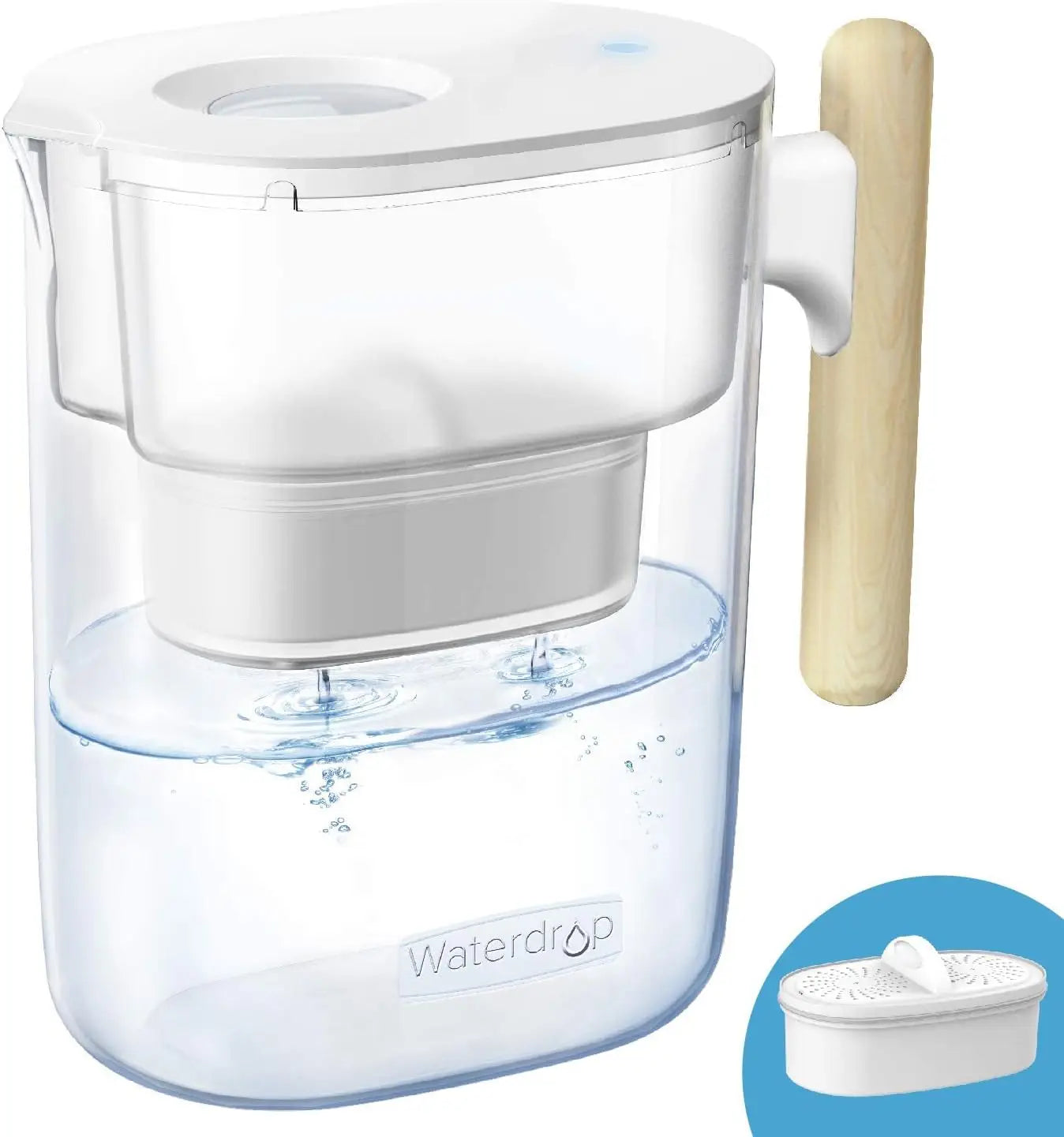 Waterdrop 200-Gallon Long-Life Chubby 10-Cup Large Water Filter Pitcher with 1 Filter, NSF Certified, 5X Times Lifetime