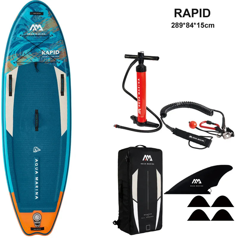 2022 RAPID AQUA MARINA surf board 289*84*15cm inflatable sup board stand up paddle board surf kayak sport stream white river