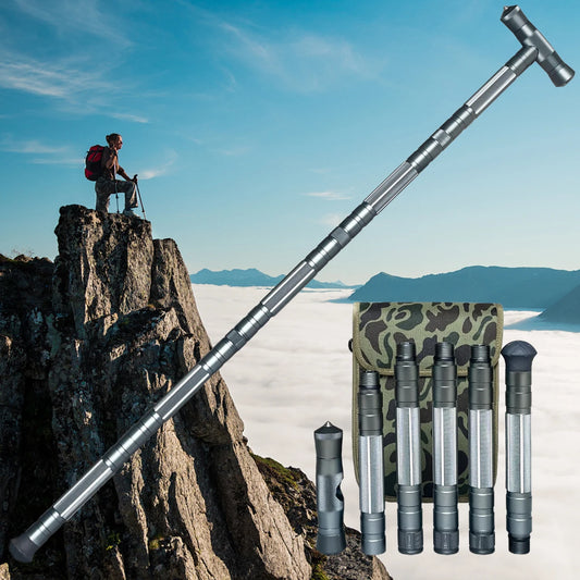Multifunction Trekking Poles Mountaineering Collapsible Telescopic Sticks Lightweight Walking Hiking Stick Climbing Stick