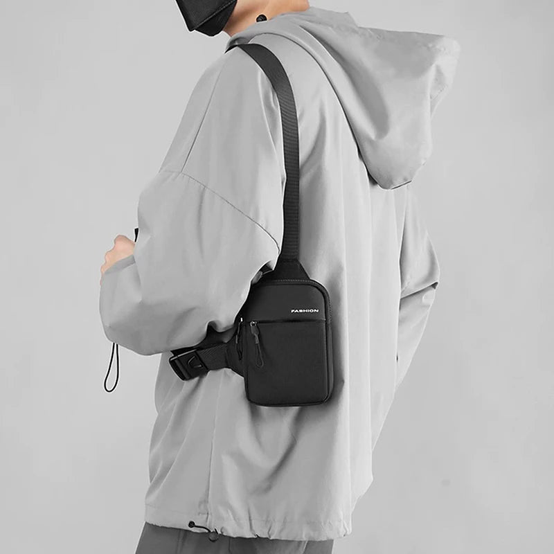 Men's Chest Bag Fashion Canvas Shoulder Crossbody Bags Mini Cloth Sling Sport Cross Phone Handbag