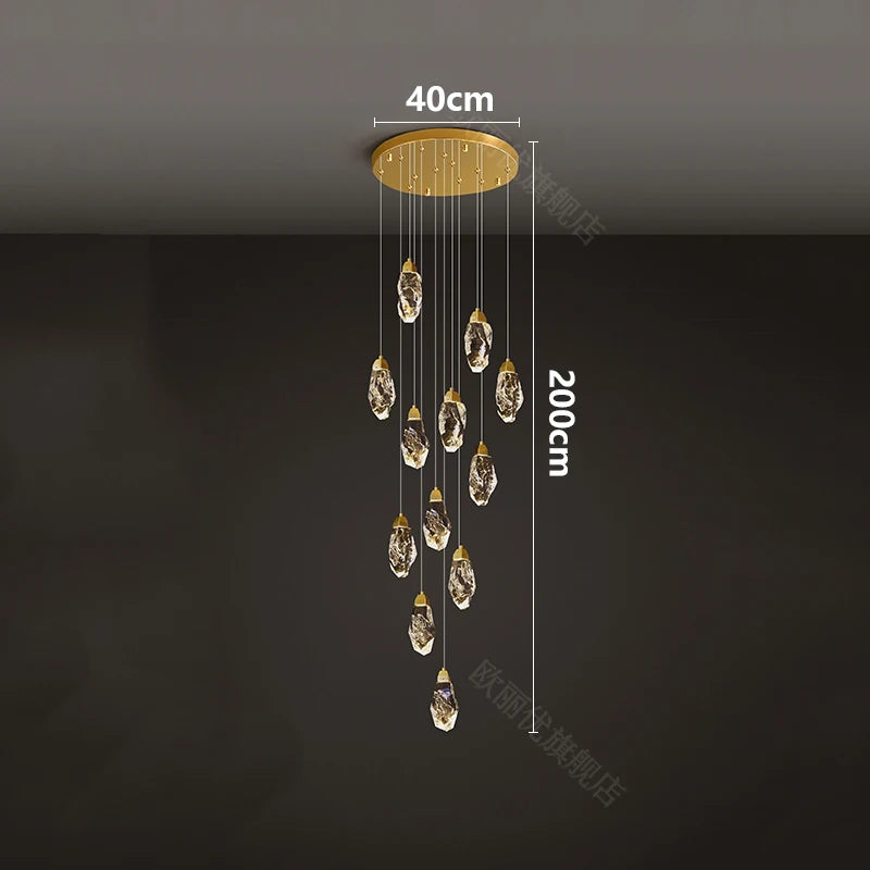 Modern home decoration crystal chandelier, stair Pendant lamp, living room Pendant lights, interior lighting