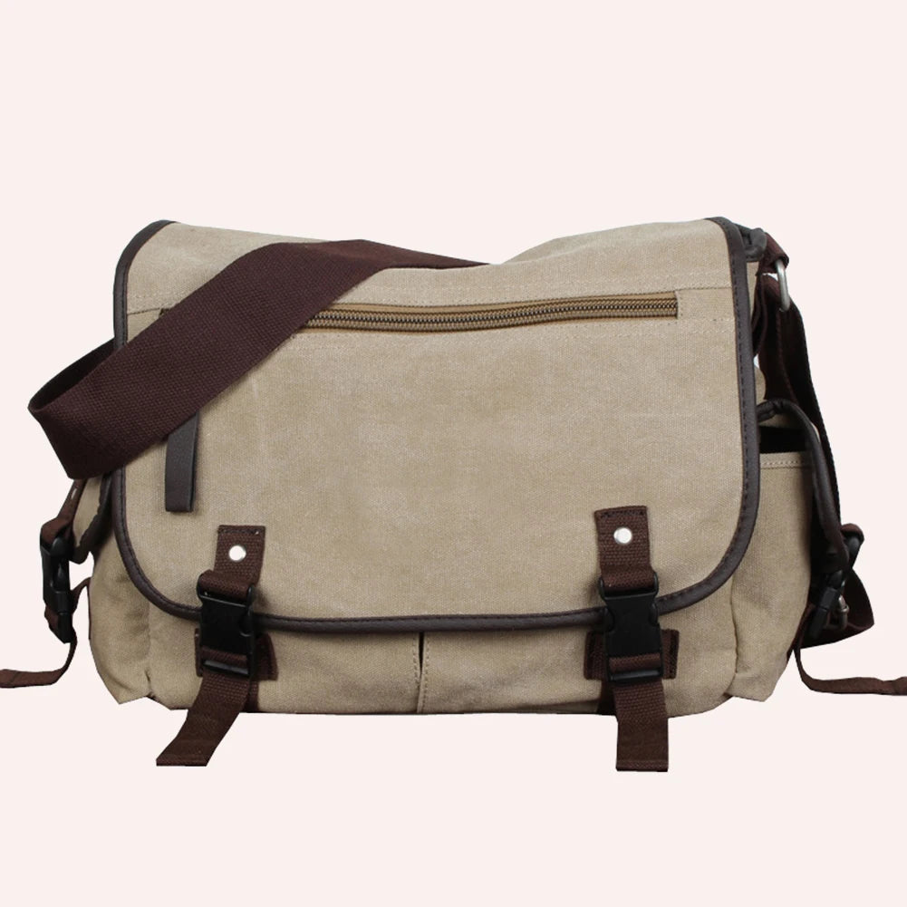 Unisex Canvas Shoulder Bags with Large Capacity and Multi Pockets Adjustable Strap for School and Work Activities