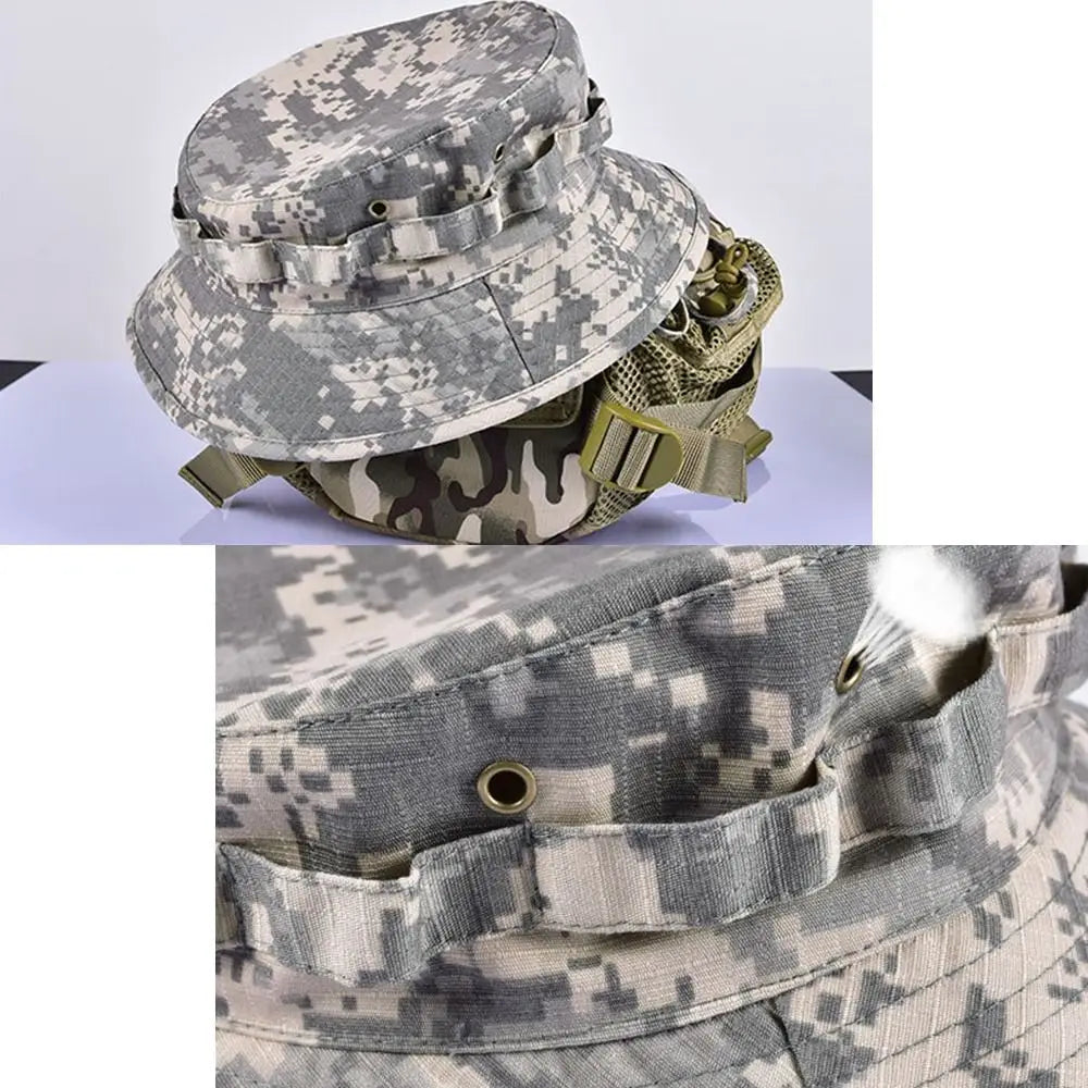2025 New Style Bucket Hat Boonie Hunting Outdoor Wide Brim Sun Men Cap Tactics Fishing Bucket Hat Cowboy Cap