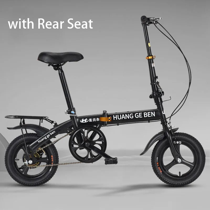 Folding Bicycle 12 inch No-Gears Student Bike UltraLight Small Pedal Bicycle Bike Road Bike Gifts for Teenagers Beginners