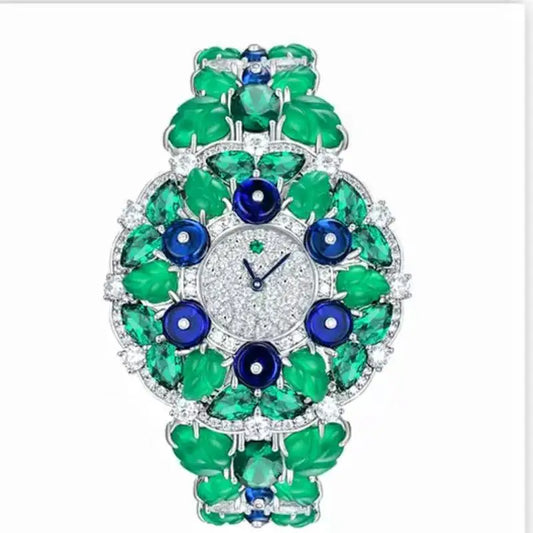 ZOCA Luxury Woman Bracelet Gemstone Wristwatch 925 Sterling Silver Original High Quality Bracelet Elegant Woman Quartz Watch