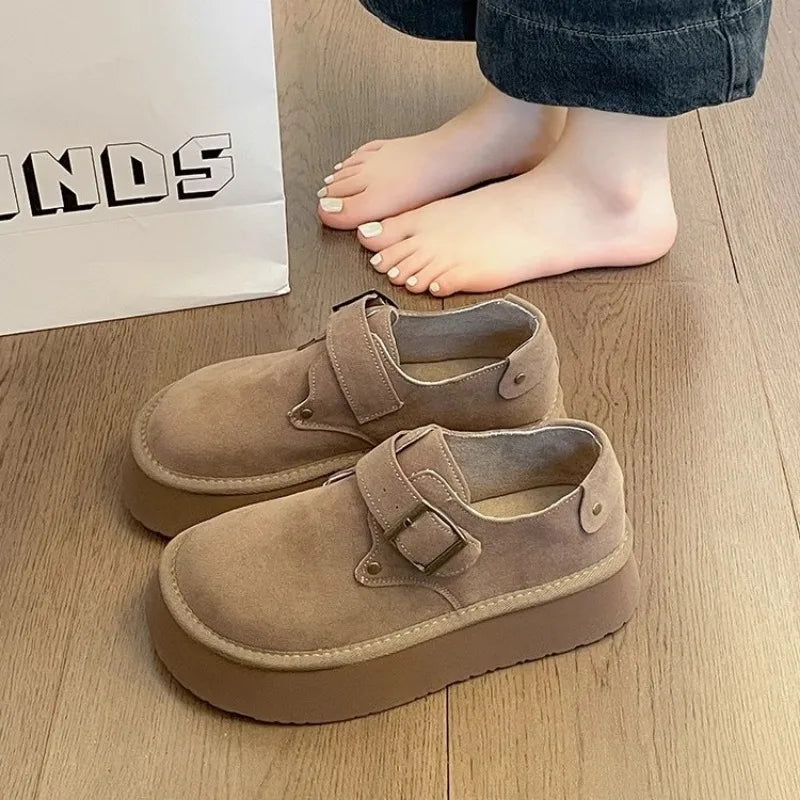Women's Shoes Platform Female Footwear Casual Sneaker Round Toe Loafers with Fur Shallow Mouth Slip-on All-Match Clogs Dress New